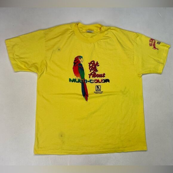 VINTAGE Yellow Pages Graphic T-shirt Men XL Yellow USA 90s Single Stitch - Picture 1 of 11